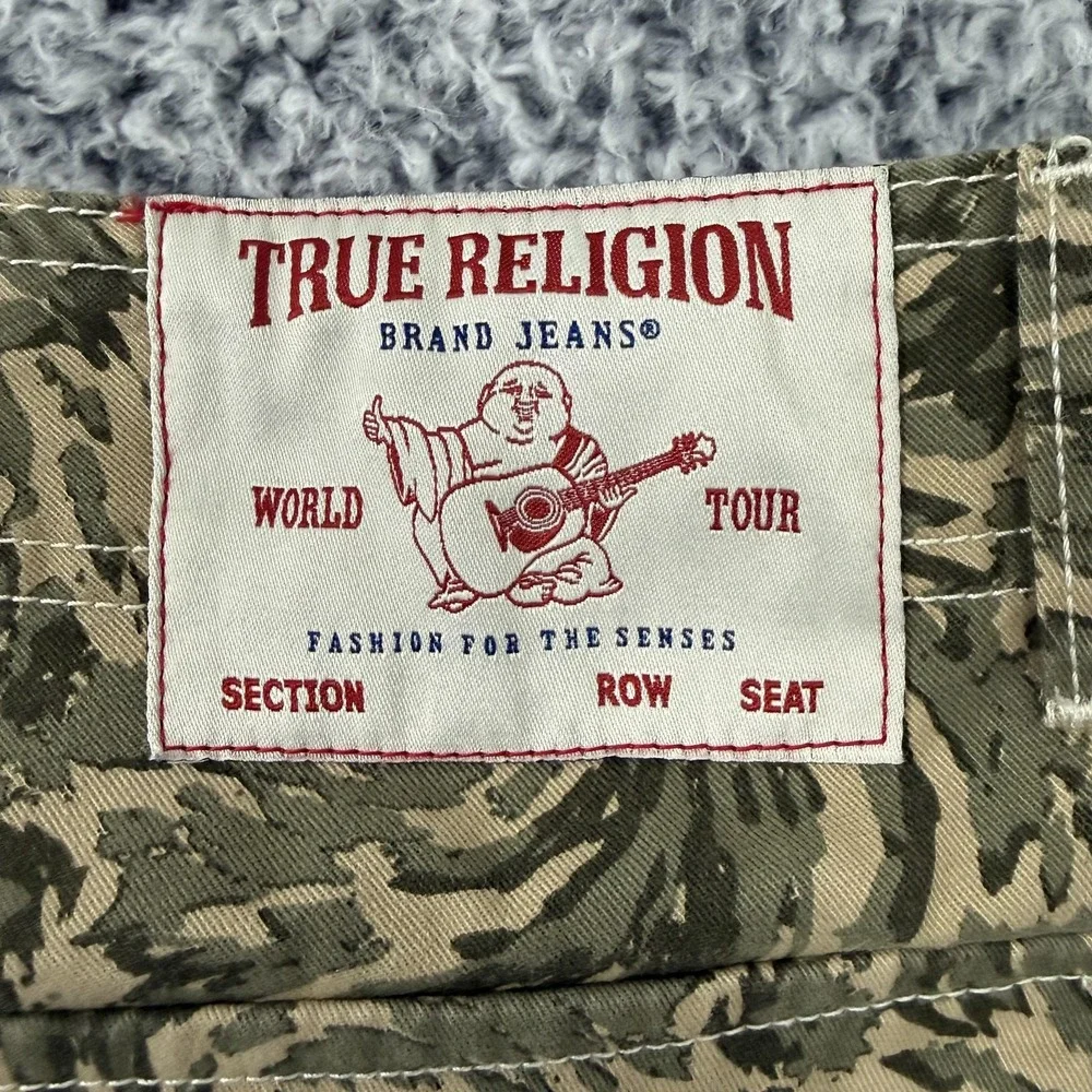 True Religion Pants Mens 30x32 Green Camo Cargo Canvas Flap Pockets Streetwear